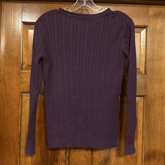 Small Laura Scott Purple Cable Sweater - Picture 7 of 9